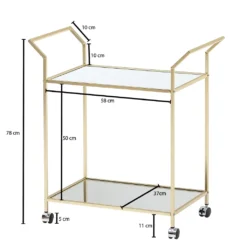 WOHNLING Design Servierwagen Gold 73x78x37 Cm Küchenwagen Glas / Metall | Mobiler Beistelltisch | Speisewagen Mit Glasplatte | Teewagen Mini Bar Auf 4 Rollen -Leonardo Verkäufe a98a289acd9f7dfd5dfed9a6418438d8