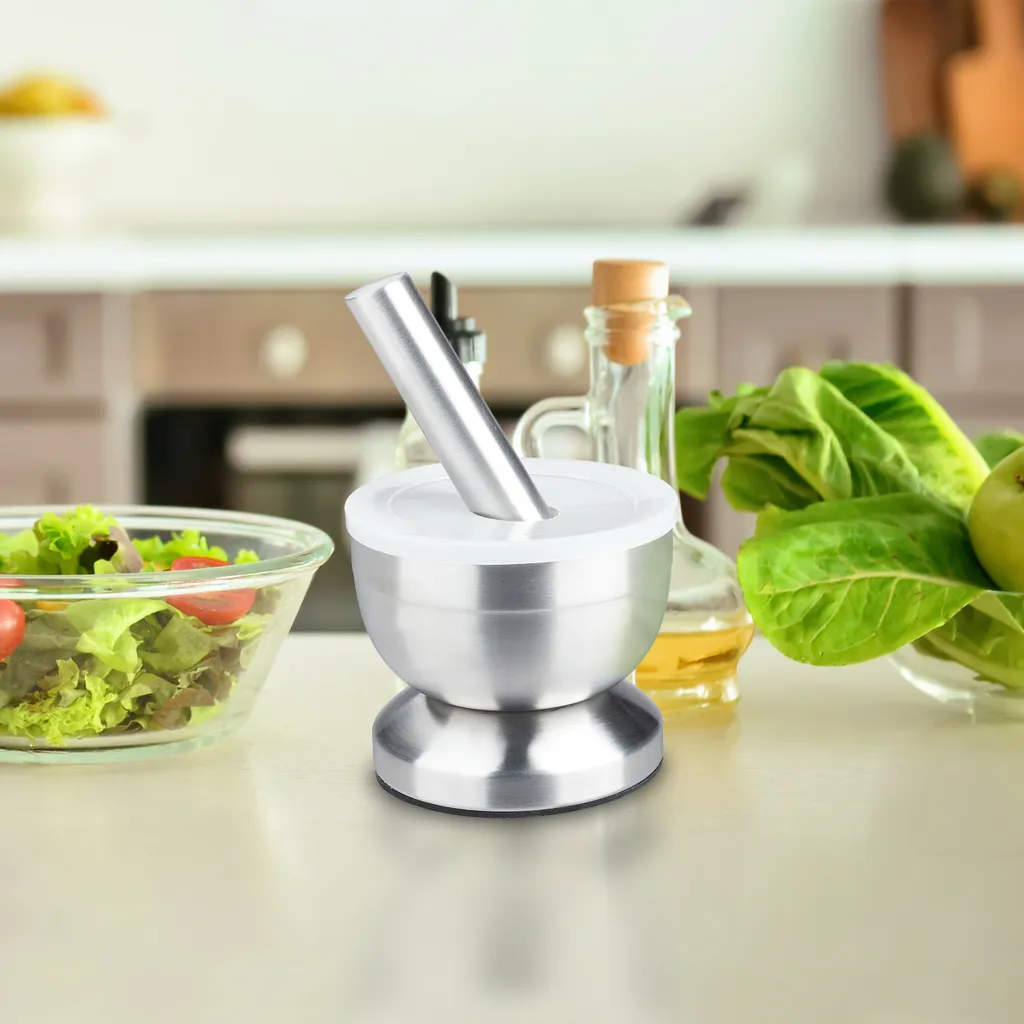 Relaxdays Mörser Mit Stößel Edelstahl 2 Relaxdays Mörser Mit Stößel Edelstahl – Bild 2