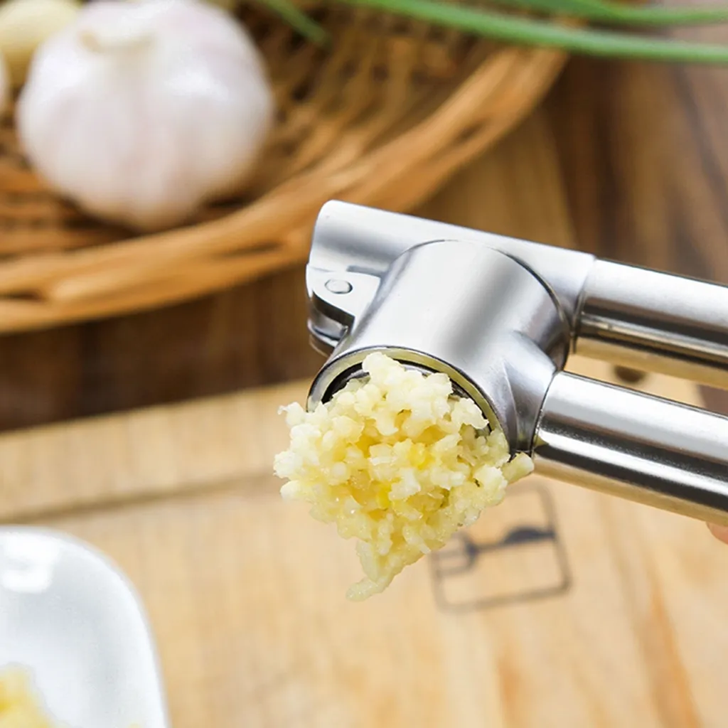 Edelstahl Knoblauchpresse, Ingwer Brecher Presse Aufschnitt Stampfer Küchenhelfer 2 Edelstahl Knoblauchpresse, Ingwer Brecher Presse Aufschnitt Stampfer Küchenhelfer – Bild 2