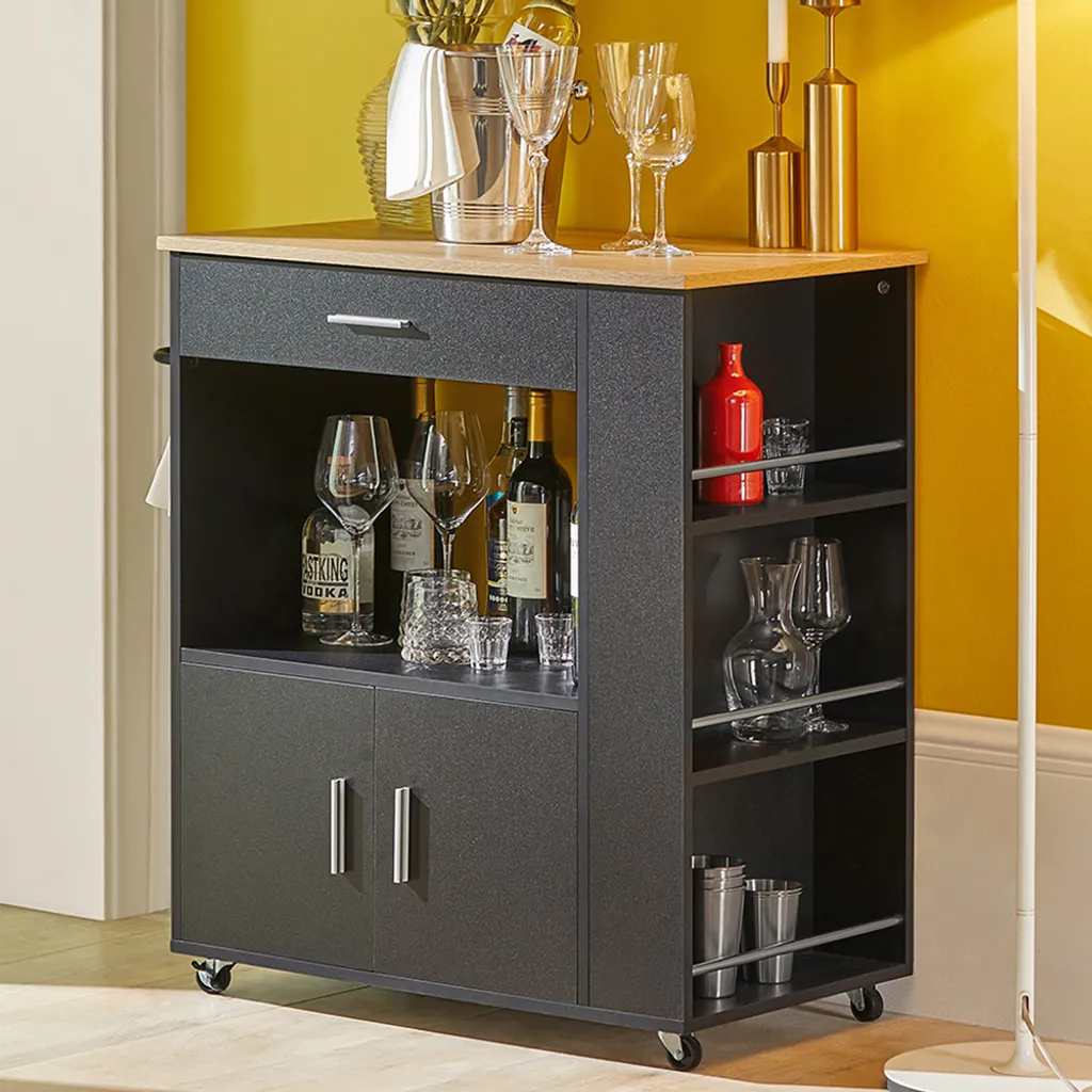 SoBuy FKW113-SCH Servierwagen Küchenwagen Kücheninsel Küchenschrank Rollwagen Mikrowellenschrank Küchenrollwagen Schwarz BHT Ca.: 82x88x46cm 3 SoBuy FKW113-SCH Servierwagen Küchenwagen Kücheninsel Küchenschrank Rollwagen Mikrowellenschrank Küchenrollwagen Schwarz BHT Ca.: 82x88x46cm – Bild 3