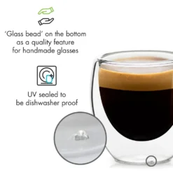 Klarstein Glaswerk Vienna Doppelwandige Gläser , Thermoglas , Trinkglas , Espresso-, Kaffee- Und Shotglas , 4 Stück , Für Heiße Und Kalte Getränke , 80 Ml , Borosilikatglas , Hitze- Und Kältebeständig , Handgemacht , Spülmaschinenfest , Thermoeffekt -Leonardo Verkäufe b0849fba7ede03d6ae0692cc4682809e