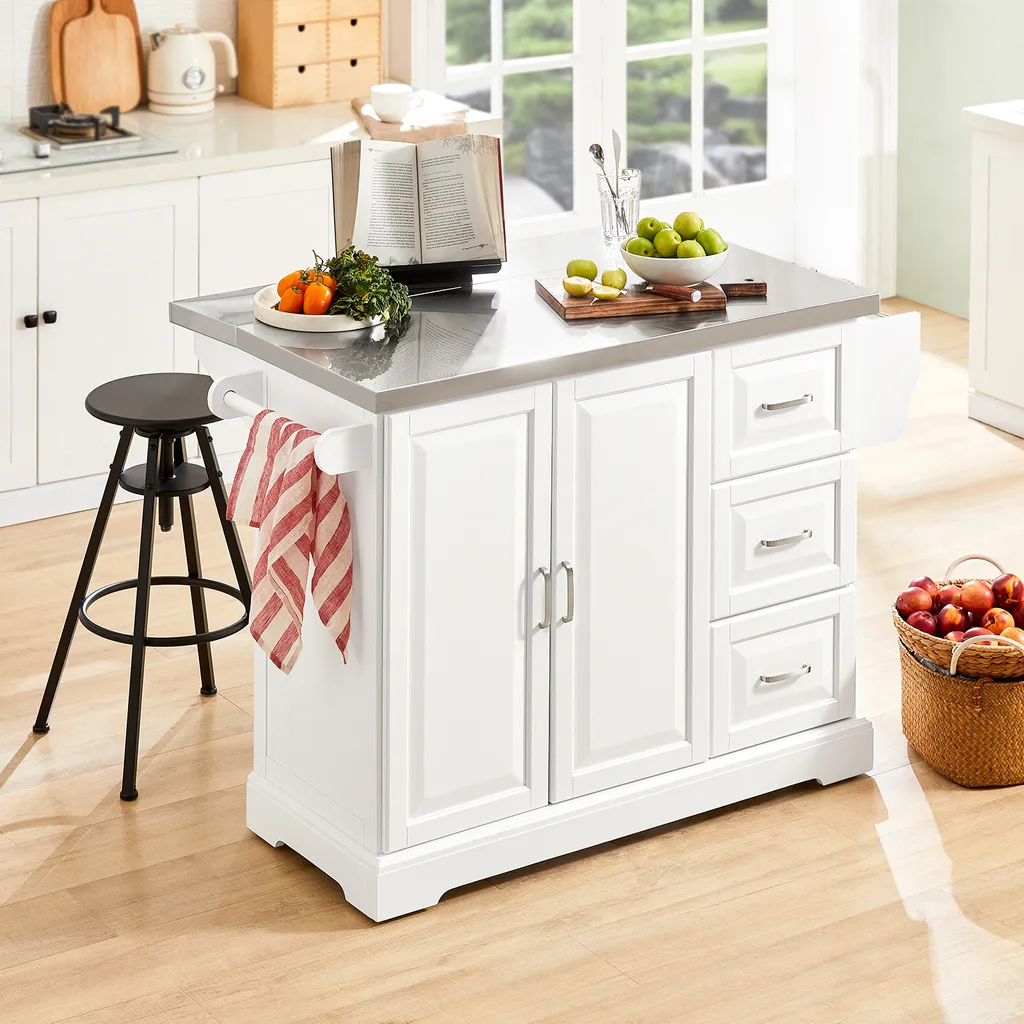 SoBuy FKW41-ST Luxus-Küchenwagen Mit Edelstahlplatte Küchenschrank Sideboard Mit Erweiterbarer Arbeitsfläche Servierwagen BHT Ca.:130x91x46(+25) Cm 5 SoBuy FKW41-ST Luxus-Küchenwagen Mit Edelstahlplatte Küchenschrank Sideboard Mit Erweiterbarer Arbeitsfläche Servierwagen BHT Ca.:130x91x46(+25) Cm – Bild 5