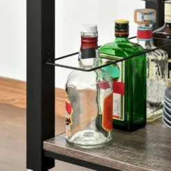 HOMCOM Küchenwagen Küchenrollwagen Servierwagen Mit Ablage Schublade Weinregal Spanplatte Metall Grau Eiche 60 X 50 X 84,5 Cm -Leonardo Verkäufe b805a0a1d73fd44c9ac74f7f91e0211f