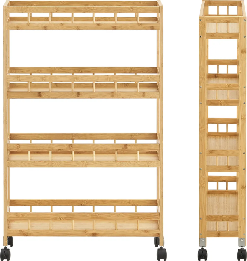 Küchenwagen Pyhäjoki Auf Rollen Servierwagen Aus Bambus Aufbewahrungswagen 96 X 60 X 18 Cm Speicherwagen Natur 5 Küchenwagen Pyhäjoki Auf Rollen Servierwagen Aus Bambus Aufbewahrungswagen 96 X 60 X 18 Cm Speicherwagen Natur – Bild 5