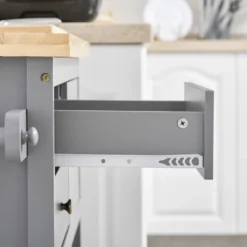 HOMCOM Küchenwagen Rollbar Servierwagen Standregal Küchentrolley Schrank Mit Schublade Bodenregal Handtuchhalter Für Küche Esszimmer Gummiholz MDF Grau+Natur 108 X 45 X 89 Cm -Leonardo Verkäufe bf63632105d38fd7b1c346476d9640a9