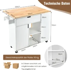 COSTWAY Küchenwagen Mit Ausziehbarer Arbeitsfläche, Servierwagen Auf Rollen, Kücheninselwagen Holz, Küchenschrank Mit Ablagen & Schublade & Gewürzregal, Küchentrolley Für Küche Esszimmer (Weiß) -Leonardo Verkäufe bf6a8fc28fd5fe6a508da4647632c062
