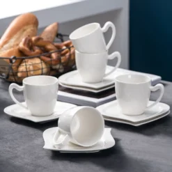 MALACASA, Serie Elvira, 36 Teilig Cremeweiß Porzellan Geschirrset Tafelservice Kaffeeservice Mit Tassen, Untertassen, Dessertteller Für 12 Person -Leonardo Verkäufe c241bc1a80e7f4fcf8170e6b85f0e26a