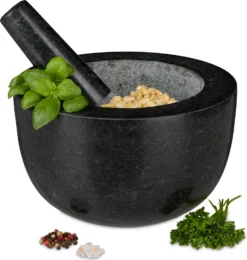 Relaxdays Runder Mörser Mit Stößel Aus Granit