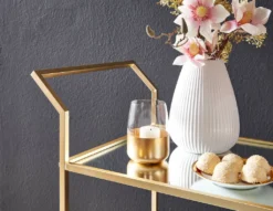 WOHNLING Design Servierwagen Gold 73x78x37 Cm Küchenwagen Glas / Metall | Mobiler Beistelltisch | Speisewagen Mit Glasplatte | Teewagen Mini Bar Auf 4 Rollen -Leonardo Verkäufe c426d3ac92331e678bda62275bc1eec2