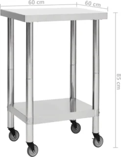 VidaXL Küchen-Arbeitstisch Mit Rollen 60x60x85 Cm Edelstahl -Leonardo Verkäufe c58f8902518b63437143f391ea00b3b9