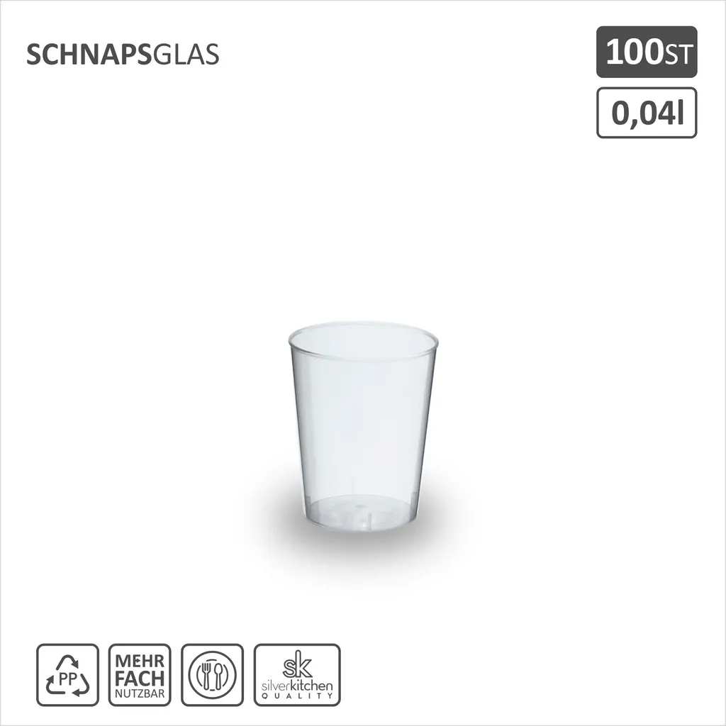 100 Schnapsgläser Aus Plastik, 4 Cl, Transparent, Mehrweg Shot Becher 2 100 Schnapsgläser Aus Plastik, 4 Cl, Transparent, Mehrweg Shot Becher – Bild 2