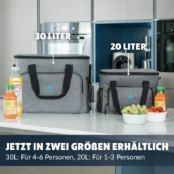 Obics - Kühltasche Gross Faltbar 30l Kuehlbox Isoliertasche Grau Für Essen In Tupperware Für Auto Mit Fächer Lunchtasche Camping Zubehör Für Picknick Essenstasche Isoliert Und Wasserdicht Für Arbeit -Leonardo Verkäufe c68ef58ee9a3e77f2407757c859b41cc