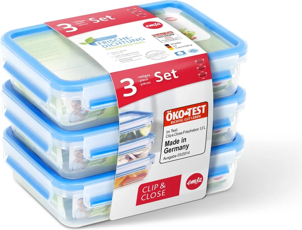 Emsa Frischhaltedose CLIP & CLOSE 3er Set 1,20 Liter Blau 7 Emsa Frischhaltedose CLIP & CLOSE 3er Set 1,20 Liter Blau – Bild 7