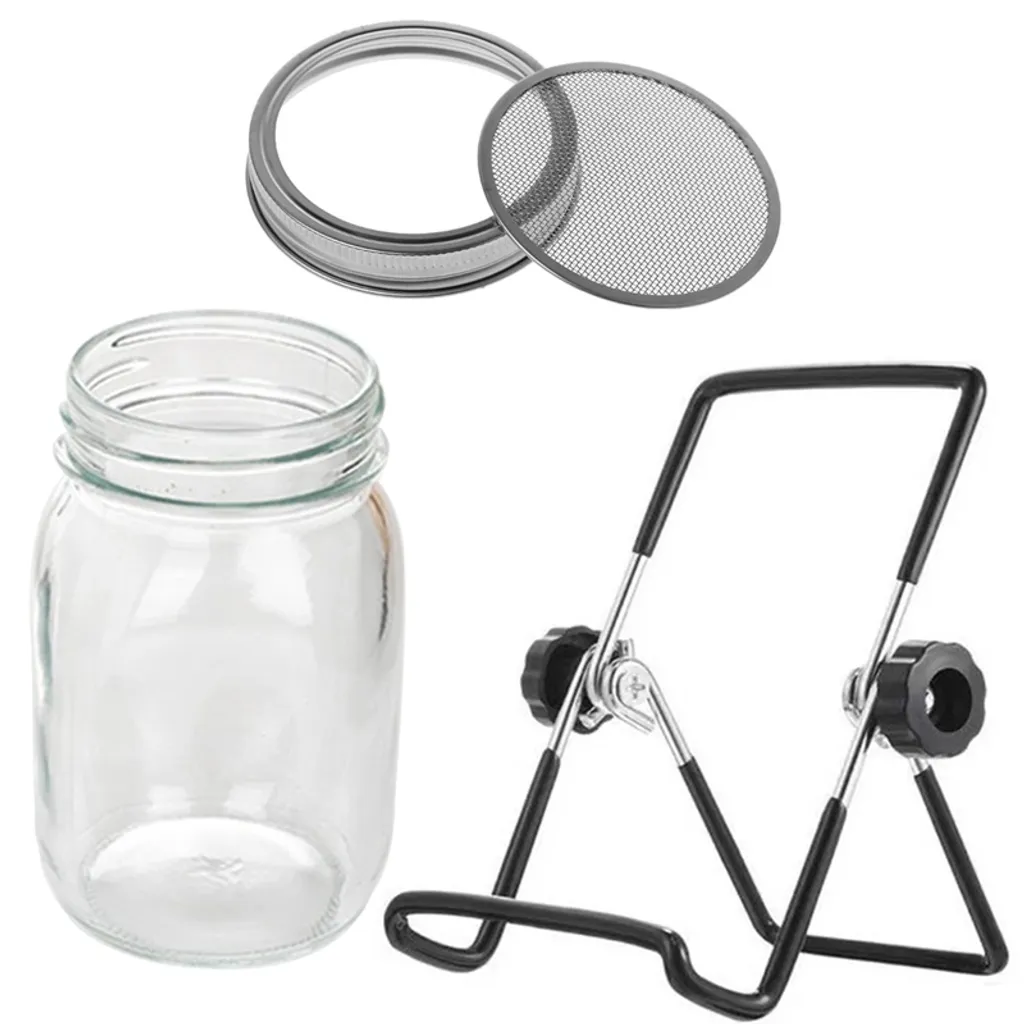 2x 750ml Sprossenglas Set Samenkeimer Mit Edelstahl Siebdeckel + Ständer, Das Sprossenglas Für Sprossen 5 2x 750ml Sprossenglas Set Samenkeimer Mit Edelstahl Siebdeckel + Ständer, Das Sprossenglas Für Sprossen – Bild 5