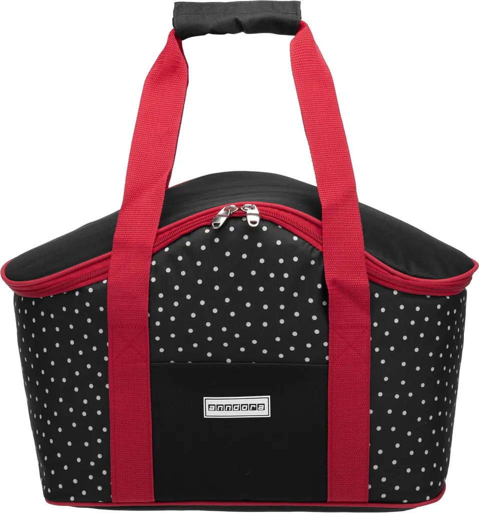 Anndora Kühltasche 20 L - Schwarz Weiß Gepunktet Isoliertasche Einkaufstasche - Snövit - Schwarz-Rot 2 Anndora Kühltasche 20 L - Schwarz Weiß Gepunktet Isoliertasche Einkaufstasche - Snövit - Schwarz-Rot – Bild 2