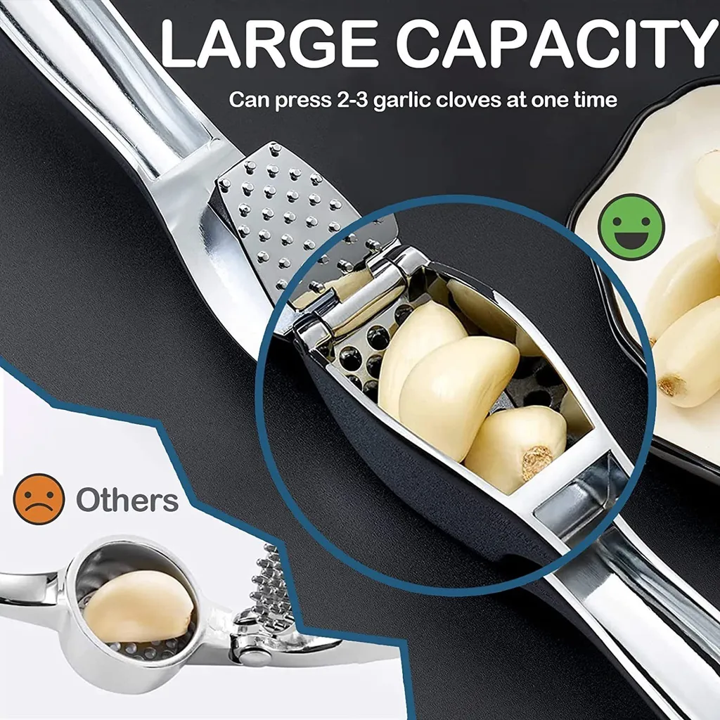 LOZAYI Knoblauchpresse,15,5 Cm Knoblauch- Und Ingwerpresse Mit Ergonomischem Griff Aus Zinklegierung, Praktischer, Rostfrei Und Leicht Zu Reinigen, 2 LOZAYI Knoblauchpresse,15,5 Cm Knoblauch- Und Ingwerpresse Mit Ergonomischem Griff Aus Zinklegierung, Praktischer, Rostfrei Und Leicht Zu Reinigen, – Bild 2