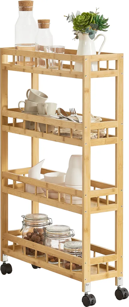 Küchenwagen Pyhäjoki Auf Rollen Servierwagen Aus Bambus Aufbewahrungswagen 96 X 60 X 18 Cm Speicherwagen Natur 2 Küchenwagen Pyhäjoki Auf Rollen Servierwagen Aus Bambus Aufbewahrungswagen 96 X 60 X 18 Cm Speicherwagen Natur – Bild 2