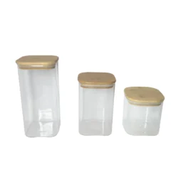 Loxis Vorratsgläser Set (3-teilig) – Eckige, Stabile Vorratsgläser Mit Bambusdeckel – 1x 1500ml / 1x 1100ml / 1x 750ml Große Vorratsdosen - Vielseitig Einsetzbare Und Aromadichte Vorratsbehälter
