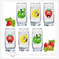 Trinkgläser Mit Lustigen Fruchtgesichtern 350ml (max. 400ml) Set 6 Teilig Aus Glas Bunt -Leonardo Verkäufe cc906c15f047e29ea8f7791dea9c4663