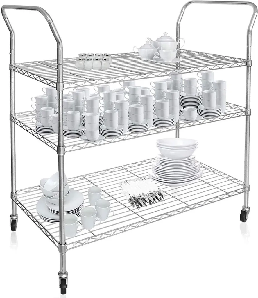 Küchenwagen Servo Verchromt 3 Etagen 2 Küchenwagen Servo Verchromt 3 Etagen – Bild 2