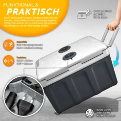Tillvex Kühlbox Elektrisch 40L Grau Mit Rollen | Mini-Kühlschrank 230 V Und 12 V Für KFZ Auto Camping | Kühlt & Wärmt | ECO-Modus -Leonardo Verkäufe ce0748d830bdb13902468f8b4e4e2b18