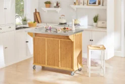 SoBuy FKW69-N Kücheninsel Küchenwagen Mit Erweiterbarer Edelstahlarbeitsplatte Küchenschrank Servierwagen Bambus BHT Ca.: 115x92x46-71cm -Leonardo Verkäufe d17c92e6e1b5094ca020f2c9a5fd68c9