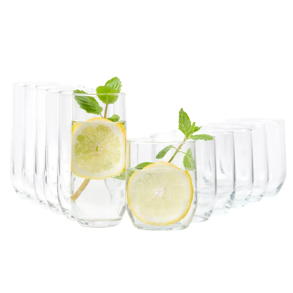 12tlg Gläserset Bella 6x Wasser Trink-Becher 6x Long-Drink Partygläser 310ml Tumbler Glas Gastro 1 12tlg Gläserset Bella 6x Wasser Trink-Becher 6x Long-Drink Partygläser 310ml Tumbler Glas Gastro