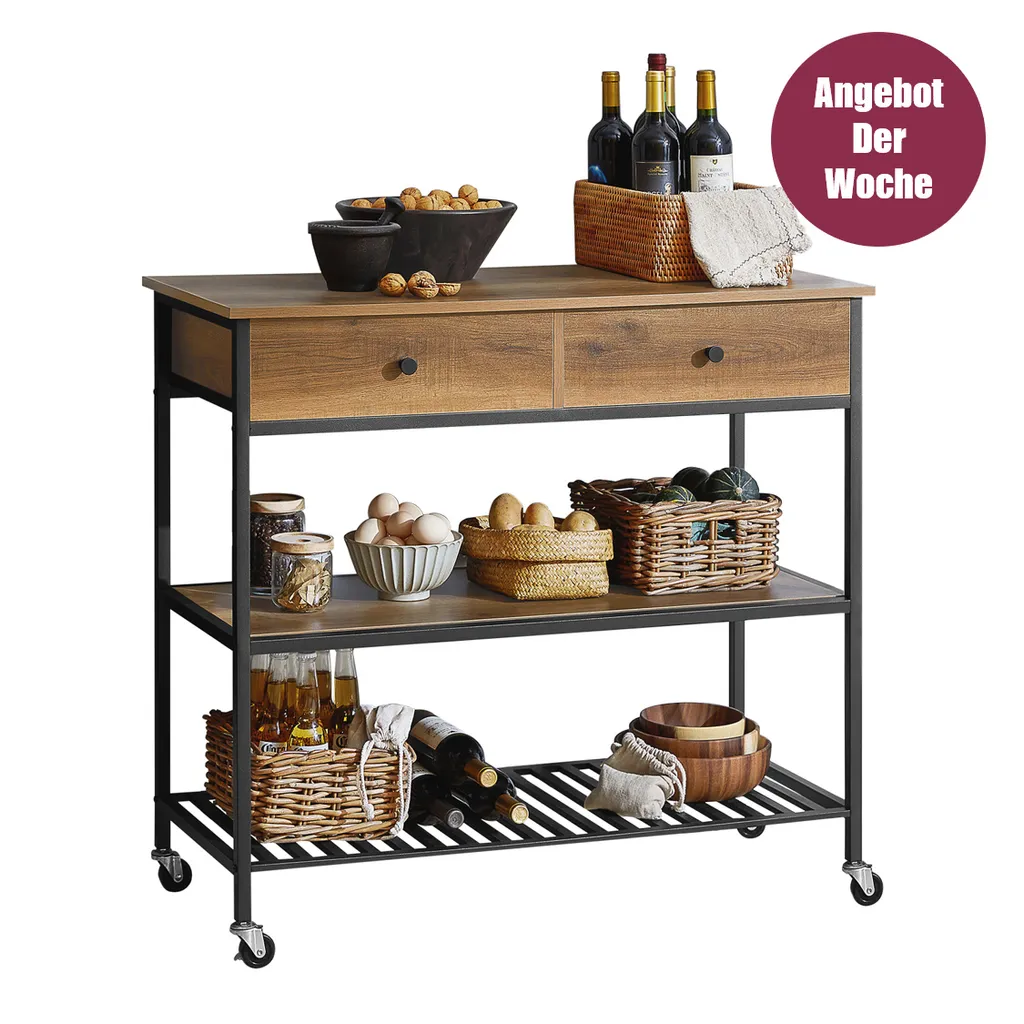 SoBuy FKW112-PF Küchenwagen Servierwagen Küchenregal Kücheninsel Flurschrank Sideboard Beistelltisch Rollwagen Industrie-Design BHT Ca.: 100x93x45cm 1 SoBuy FKW112-PF Küchenwagen Servierwagen Küchenregal Kücheninsel Flurschrank Sideboard Beistelltisch Rollwagen Industrie-Design BHT Ca.: 100x93x45cm