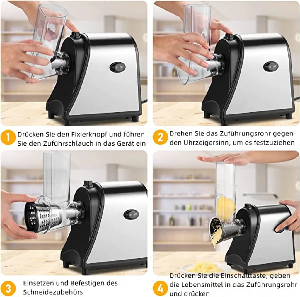 5 In 1 Elektrischer Gemüsehobel, 250W Automatische Gemüsereibe Mit 5 Kegel-Klingen, Edelstahl Gemüseschneider, Multifunktionsreibe Gemüse Raspel Für Obst Gemüse 5 5 In 1 Elektrischer Gemüsehobel, 250W Automatische Gemüsereibe Mit 5 Kegel-Klingen, Edelstahl Gemüseschneider, Multifunktionsreibe Gemüse Raspel Für Obst Gemüse – Bild 5