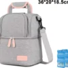 Kühltasche Für Muttermilch, Babyflasche, Wasserdicht, Für Gefrierschrank, Mama, Reiserucksack, Tragbar, Wärmeisoliert, Lunchbox Für Damen, Herren, Kinder, Große Kapazität, Handtasche,Grey