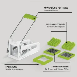 MAXXMEE Pommes Schneider Edelstahl Frites Gemüse Schneider Kartoffel Schneider Cutter Pommesschneider - Weiß/grün Pommes Schneider Edelstahl Frites Gemüse Schneider Kartoffel Schneider Cutter -Leonardo Verkäufe e14975088d8a2cb196c1b347248f6aa0