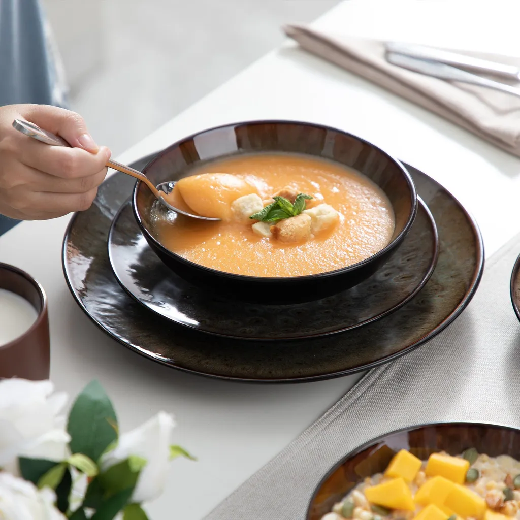 Tafelservice Steinzeug, Vancasso 16-St BUBBLE Kombiservice, Geschirrset Mit Müslischalen, Kaffeetassen, Dessertteller Und Speiseteller Für 4 Personen, Vintage 6 Tafelservice Steinzeug, Vancasso 16-St BUBBLE Kombiservice, Geschirrset Mit Müslischalen, Kaffeetassen, Dessertteller Und Speiseteller Für 4 Personen, Vintage – Bild 6