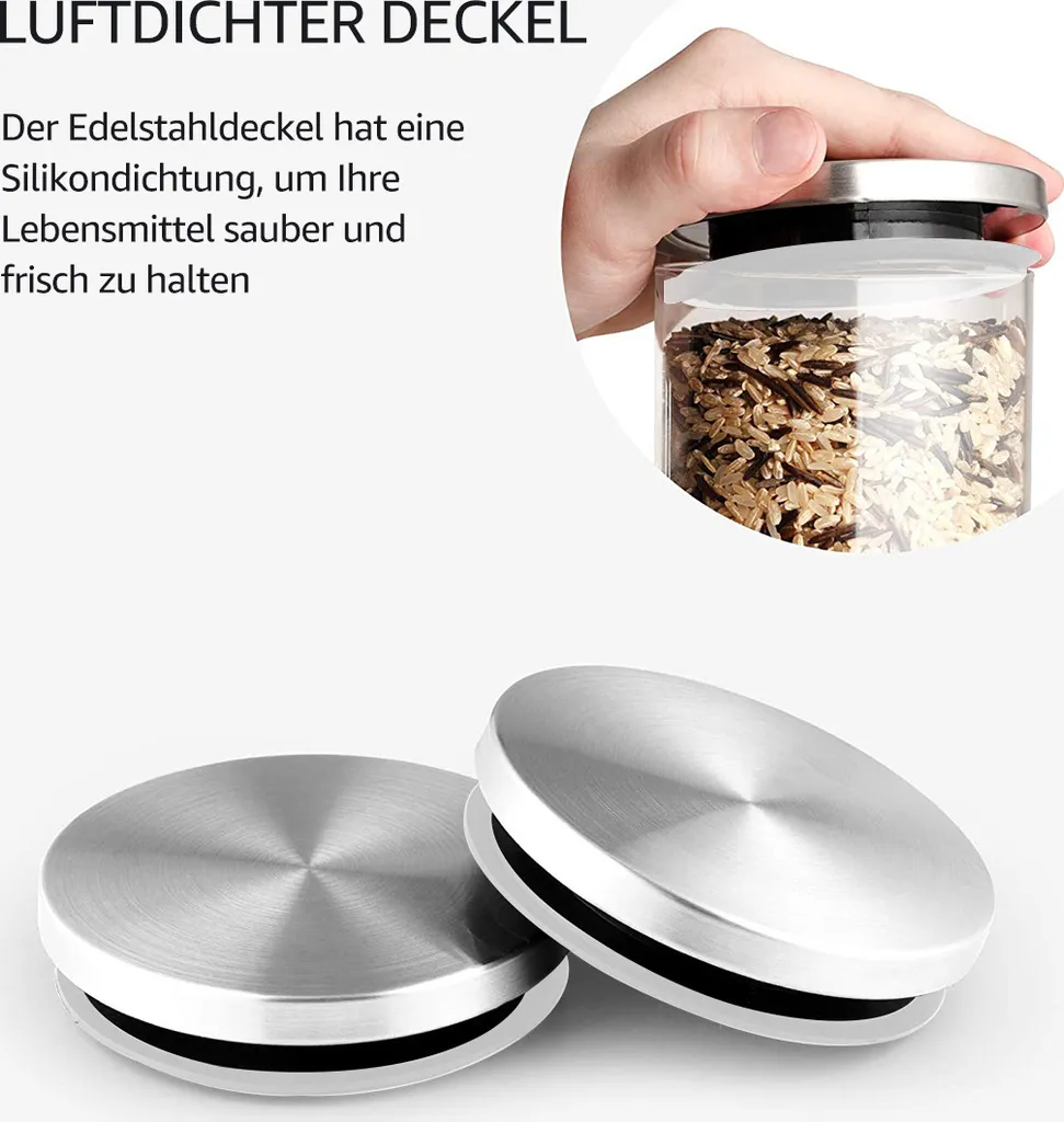 CMYBABEE Vorratsdose Glas 1400ML, Höhe 21 Cm, Vorratsglas Mit Deckel, Kaffeebohnen Behälter, Müslidose, Frischhaltedose Mit Große Einfüllöffnung (M, 1 Stück) 2 CMYBABEE Vorratsdose Glas 1400ML, Höhe 21 Cm, Vorratsglas Mit Deckel, Kaffeebohnen Behälter, Müslidose, Frischhaltedose Mit Große Einfüllöffnung (M, 1 Stück) – Bild 2