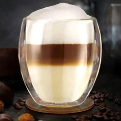 Creano Doppelwandige Gläser 400ml „DG-Bauchig“, 4er Set, Großes Thermoglas Doppelwandig Aus Borosilikatglas, Kaffeegläser, Teegläser, Latte Gläser, Doppelwandgläser -Leonardo Verkäufe e3742a7f03590798775aa0943c455032
