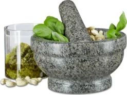 Relaxdays Granit Mörser Mit Stößel 17 Cm