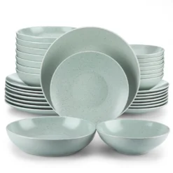 Tafelservice Steingut, Vancasso SABINE 32-teiliges Geschirrset, Modernes Kombiservice Für 8 Personen, Sesam Design