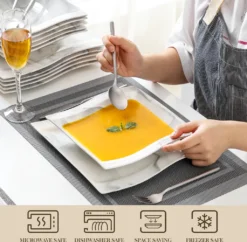 MALACASA, Serie Flora, Marmor Porzellan Tafelservice 24 Teiligen Set Kombiservice Geschirrset Mit 12 Speiseteller Und 12 Suppenteller Für 12 Personen -Leonardo Verkäufe f24680c375189f3132dfac133007cb0a