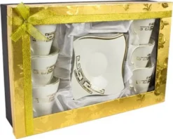 12-teiliges Medusa Mäander Kaffeeservice Mit Goldschliff Kaffeetassen Für 6 Personen 6 Tassen + 6 Untertassen Weiß-Gold Genießen Servieren Kaffee -Leonardo Verkäufe f387cbf7af524789870ff9b9fe412709