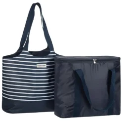 Strandtasche 2 In 1 Kühltasche + SchultertascheAHOI Blau Weiß - Navy -Leonardo Verkäufe f3b8cb4b02126007fea839803f54cb52
