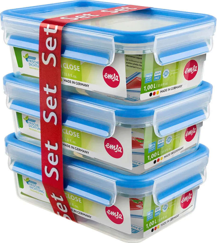 Emsa Clip & Close 3Er Set Frischhaltedosen, 3 X 1,00 L, 508558 5 Emsa Clip & Close 3Er Set Frischhaltedosen, 3 X 1,00 L, 508558 – Bild 5