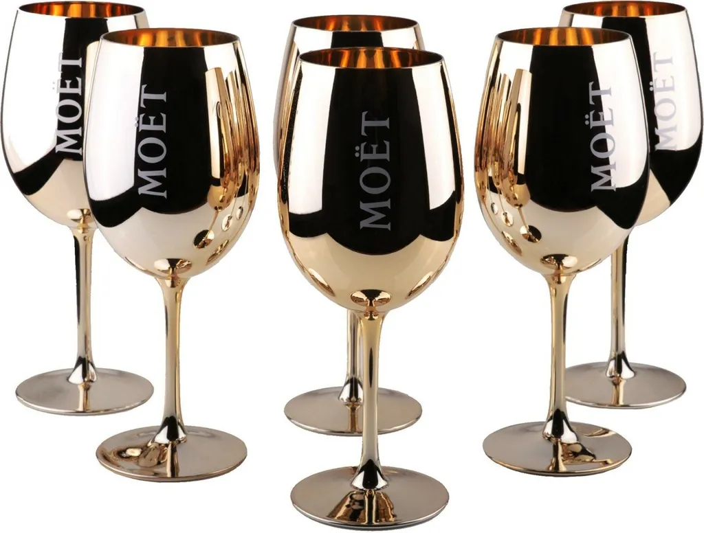 Moët & Chandon Champagnergläser Kupfer 6er Set Echtglas 1 Moët & Chandon Champagnergläser Kupfer 6er Set Echtglas