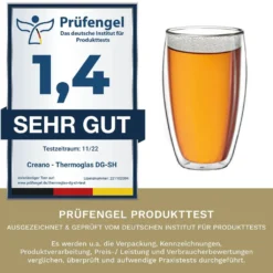Creano Doppelwandiges Thermoglas 400ml „DG-SH“, Großes Doppelwandglas Aus Borosilikatglas, Doppelwandige Kaffeegläser, Teegläser, Latte Gläser 4er Set -Leonardo Verkäufe f61ad3ee3dba673d42ccd0dd796c0990