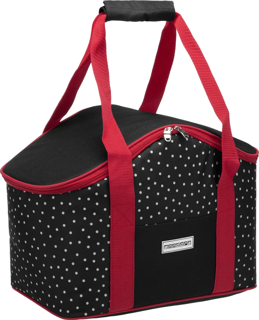 Anndora Kühltasche 20 L - Schwarz Weiß Gepunktet Isoliertasche Einkaufstasche - Snövit - Schwarz-Rot 1 Anndora Kühltasche 20 L - Schwarz Weiß Gepunktet Isoliertasche Einkaufstasche - Snövit - Schwarz-Rot