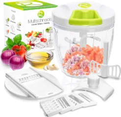 RIGUTTO® Premium Zwiebelschneider Mit Seilzug [Mehr Als 7 Funktionen] Verbessertes Konzept I Zerkleinerer & Zwiebelhacker Manuell I 900ml…