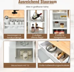 COSTWAY Küchenwagen Mit Ausziehbarer Arbeitsfläche, Servierwagen Auf Rollen, Kücheninselwagen Holz, Küchenschrank Mit Ablagen & Schublade & Gewürzregal, Küchentrolley Für Küche Esszimmer (Weiß) -Leonardo Verkäufe f81061721ffe2940670b5ce47c3d48d2