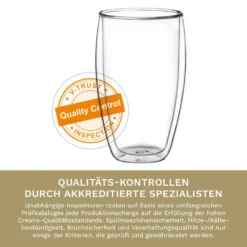 Creano Doppelwandiges Thermoglas 400ml „DG-SH“, Großes Doppelwandglas Aus Borosilikatglas, Doppelwandige Kaffeegläser, Teegläser, Latte Gläser 4er Set -Leonardo Verkäufe f9ba8fbb52f66c9f03f9a509e3e9c3ef