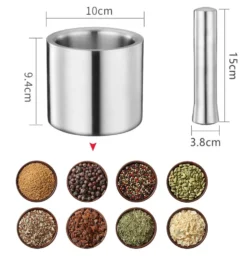 BAYLI - Edelstahl Mörser Mit Stößel & Deckel - Massiver Gewürzmörser Für Die Küche - Bruchfeste Kräutermühle - Gewürzmühle Für Kräuter Und Gewürze - Tabletten Zerkleiner - Tablettenmörser - KitchenAid -Leonardo Verkäufe fc65559871afd236065947bd4b68ce40