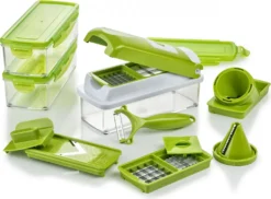 Genius Nicer Dicer Smart Julietti | 16 Teile | Gemüseschneider | Spiralschneider | Julienneschneider | Schneiden/Würfeln